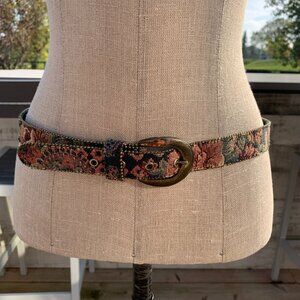 Vintage 80s Tapestry Statement Retro Boho Waist Belt